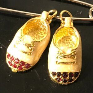 Firenza Baby Shoes Gold Shoe Charm Vtg Deadstock NWT Boy Girl Mother Gift